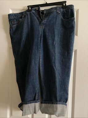 Lane Bryant Dark Blue Cropped Straight-Leg Jeans